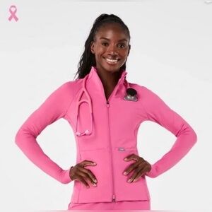 Figs F’ing Pink On-Shift Contourknit Scrub Jacket